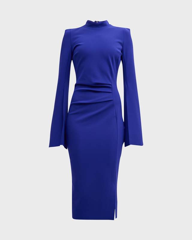 Nefeli Ruched Mock-Neck Bodycon Midi Dress